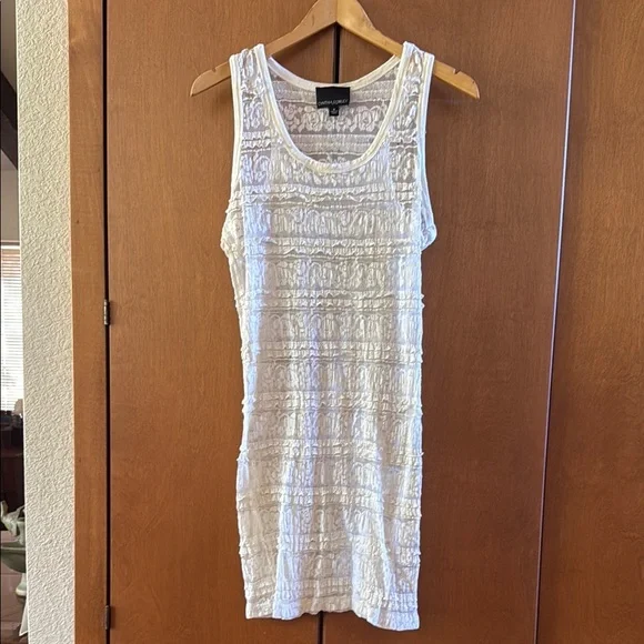 Cynthia Rowley | Dresses | Cynthia Rowley Lacy Ribbed White Sleeveless Dress  | Poshmark
